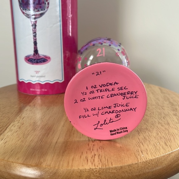 Lolita Wine Glass 15 oz Hand Painted 21st Birthday Party Gift Celebrate Girly - Picture 6 of 7
